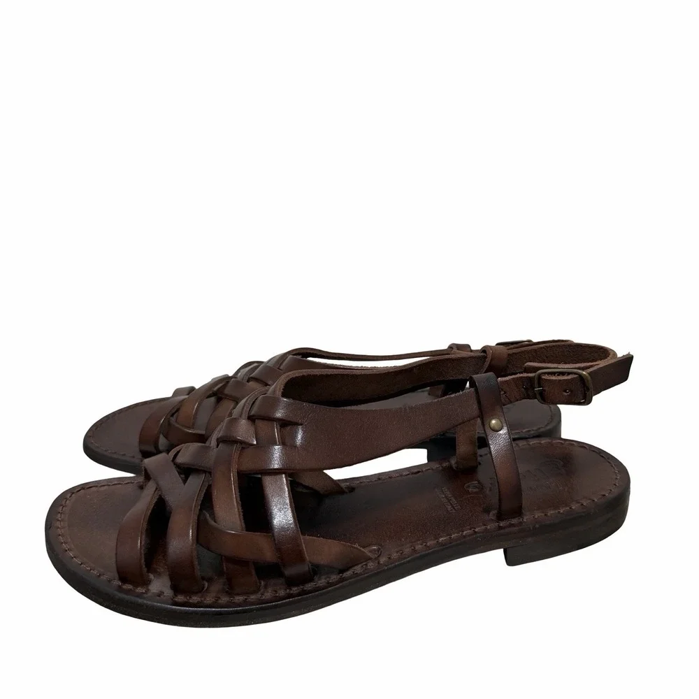 Elisir's Leather Fisherman Sandals Womens EU 39 US 8-8.5 Brown Made in Italy EUC